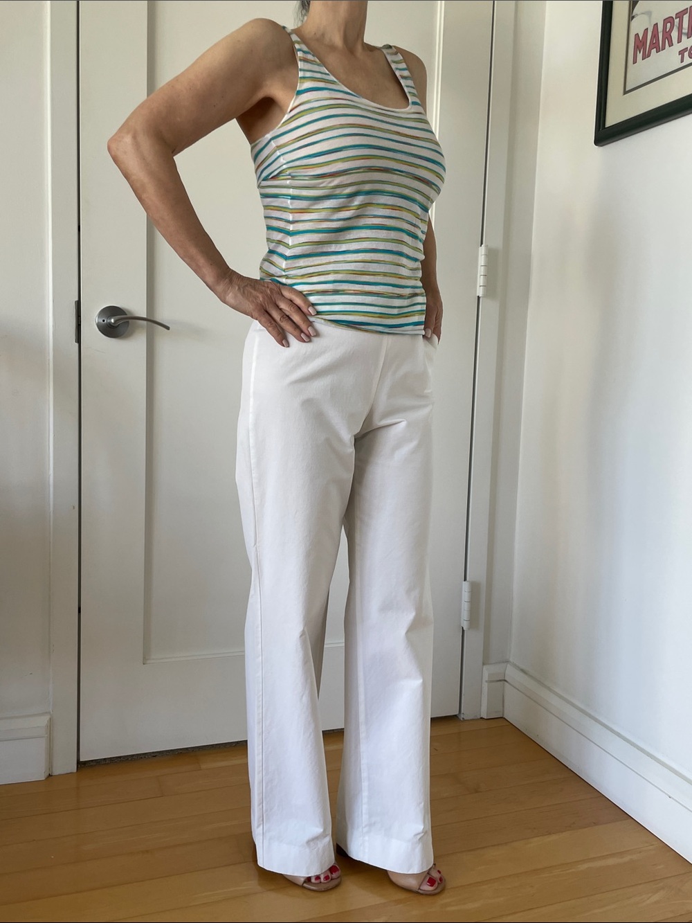 Missoni White Tank Top with Teal, Yellow & Orange Stripes - Picture 2 of 10